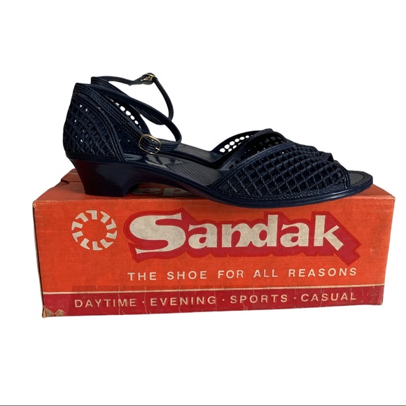 Vintage Shoes - Sandak Sandals Size 11 Navy Jelly Vintage 1970’s California Deadstock